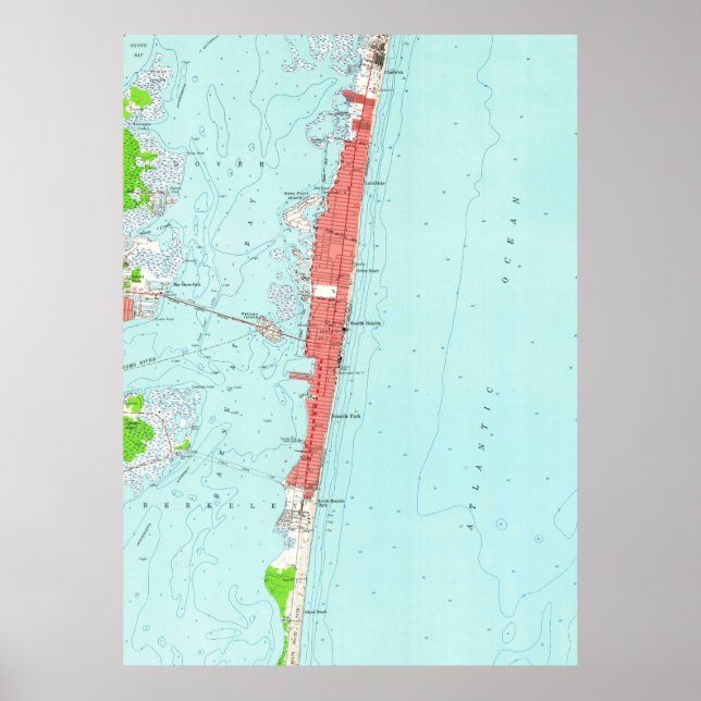 Vintage Seaside Heights NJ Karta (1953) Poster (Framsidan)