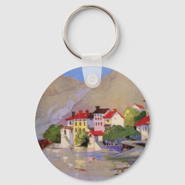 Vintage Seaside Village Italien Turism Nyckelring (Framsida)