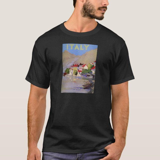 Vintage Seaside Village Italien Turism Tee Shirt (Framsida)