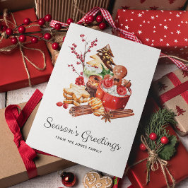 Vintage Season Hälsning Gingerbröd jul Julkort