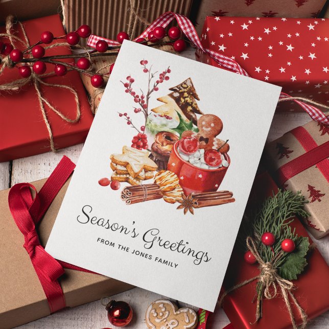 Vintage Season Hälsning Gingerbröd jul Julkort (Skapare uppladdad)