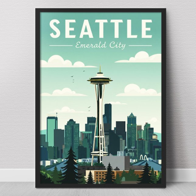 Vintage Seattle Emerald City Poster (Skapare uppladdad)