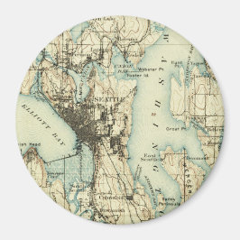 Vintage Seattle Karta Magnet