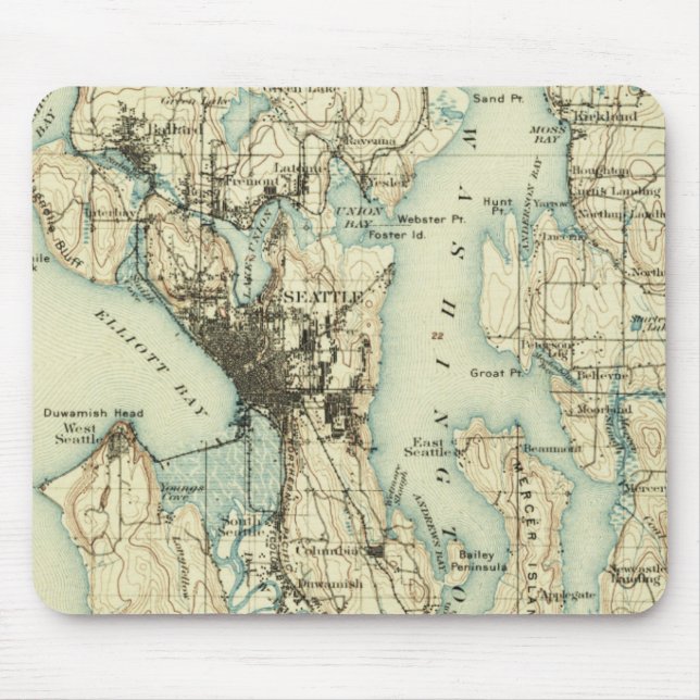 Vintage Seattle Karta Musmatta (Framsidan)