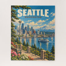 Vintage Seattle Siluett Mount Rainier