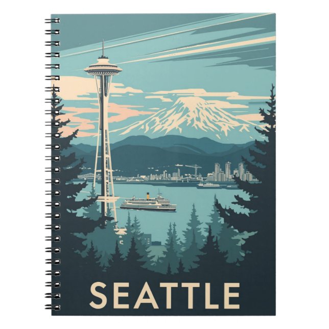 Vintage Seattle Travel Anteckningsbok (Framsidan)