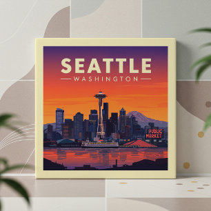 Vintage Seattle Washington Kakelplatta