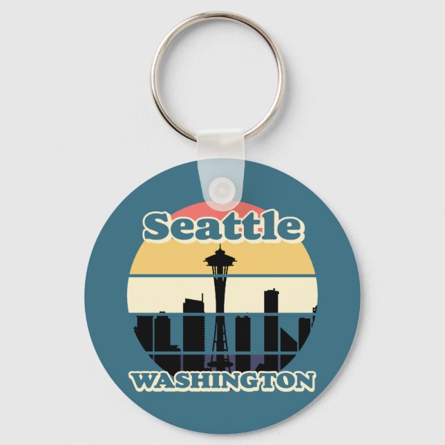 Vintage Seattle Washington Nyckelring (Framsida)