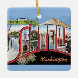 Vintage Seattle Washington-ornament Julgransprydnad Keramik