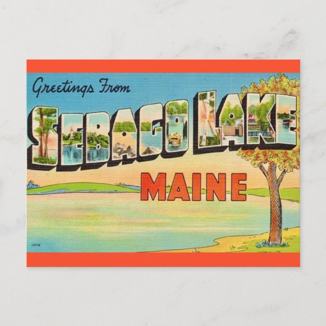 Vintage Sebago Lake Maine  Vykort (Framsida)