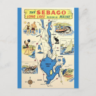 Vintage Sebago Lake Maine Vykort