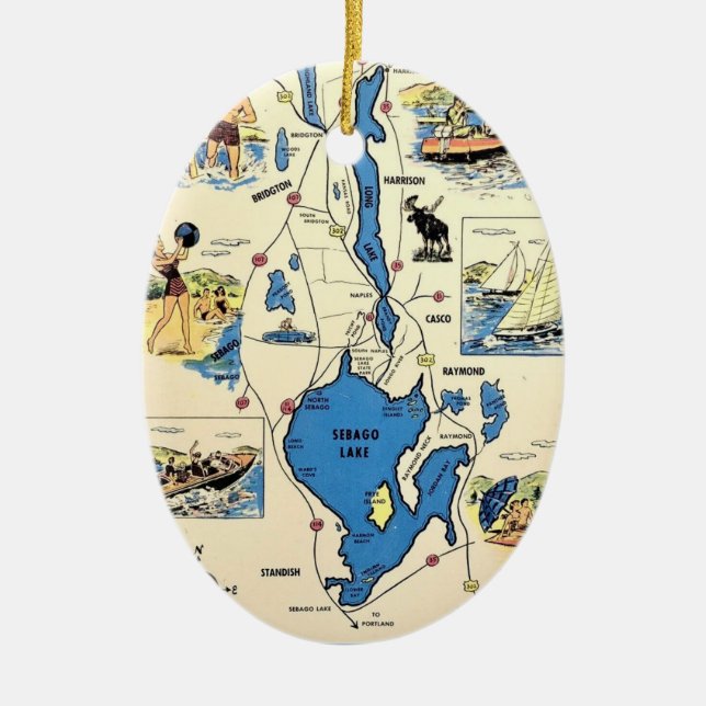 Vintage Sebago Sjö Maine Ornament (Framsidan)