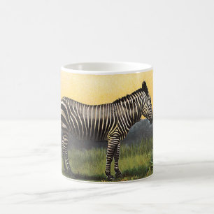 Vintage sebra i den afrikanska savannen, vilda dju kaffemugg
