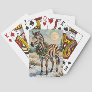 Vintage sebra i snöigt julfält casinokort