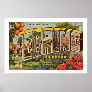 Vintage Sebring Florida Välkomsttryck Poster