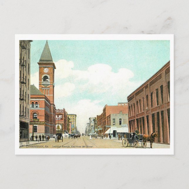 Vintage Second Avenue i Birmingham, Alabama Vykort (Framsida)