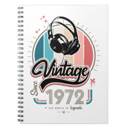 Vintage sedan 1972 års hörlurar anteckningsbok