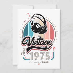 Vintage sedan 1975 hörlurar inbjudningar