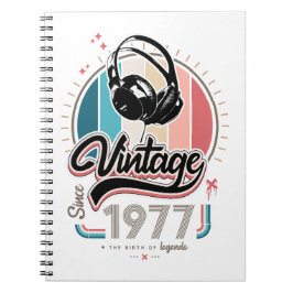 Vintage sedan 1977 års hörlurar anteckningsbok