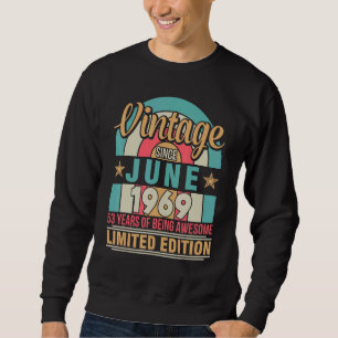 Vintage sedan juni 1969 Födelsedag 53 år Lång Ärmad Tröja
