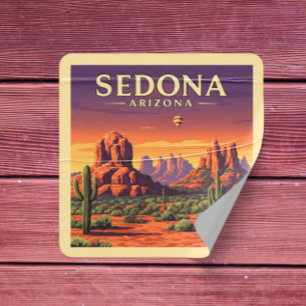 Vintage Sedona Arizona Fyrkantigt Klistermärke