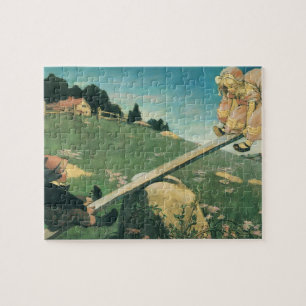 Vintage See Saw Margery Daw, Jessie Willcox Smith Pussel
