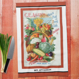 Vintage Seed Catalog Red Kitchen Towel Kökshandduk