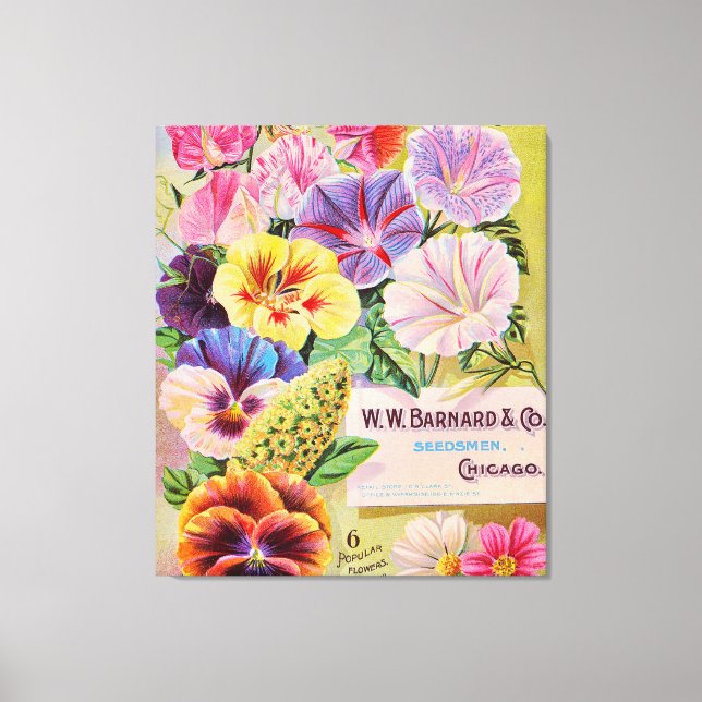 Vintage Seed Company Flower Catalog Canvastryck (Framsida)