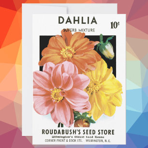 Vintage Seed Packet Art, Dahlia Garden Flowers