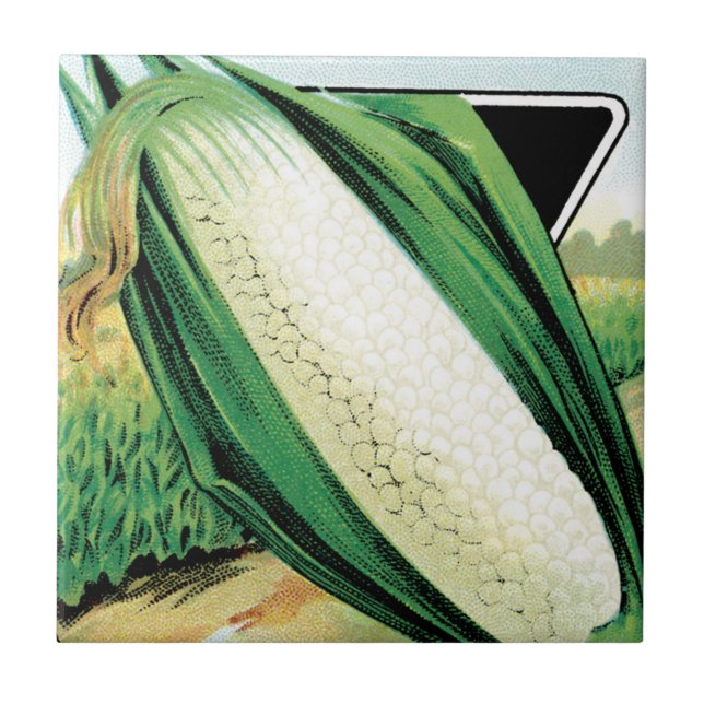 Vintage Seed Packet Art, Sweet White Maj Kakelplatta (Framsidan)