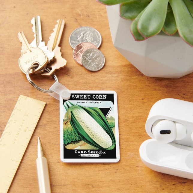 Vintage Seed Packet Art, Sweet White Maj Nyckelring (Skrivbord)