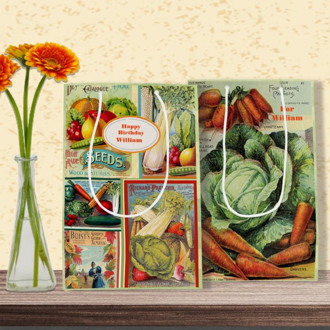 Vintage Seed Packet Birthday Medium Gift Bag (Skapare uppladdad)