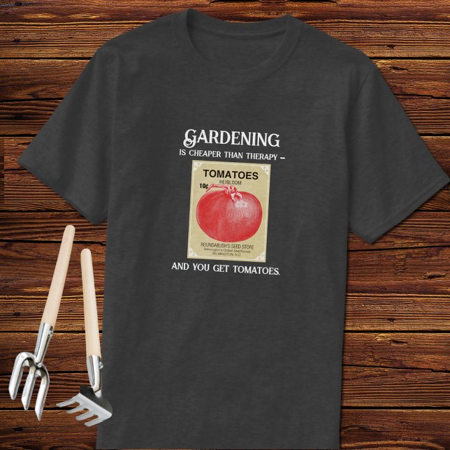 Vintage Seed Packet Garden Slogan T-Shirt (Skapare uppladdad)