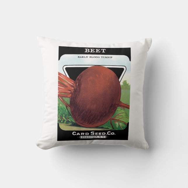 Vintage Seed Packet Label Art, Beet Vegetables Kudde (Framsida)
