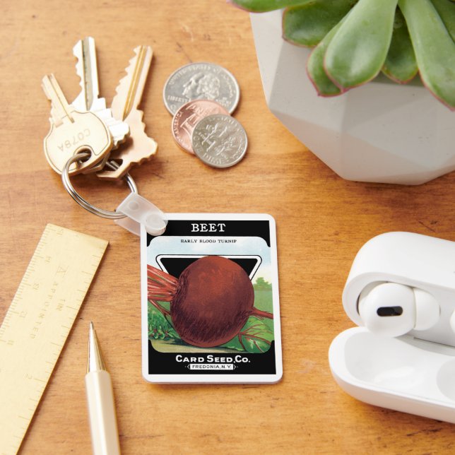 Vintage Seed Packet Label Art, Beet Vegetables Nyckelring (Skrivbord)
