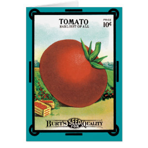 Vintage Seed Packet Label Art, Burts Seed Tomato Hälsningskort