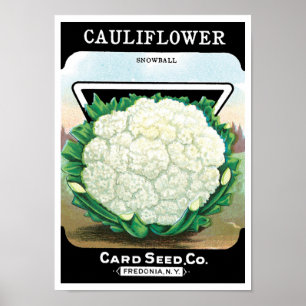 Vintage Seed Packet Label Art, CauliblommVeggies Poster