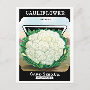 Vintage Seed Packet Label Art, CauliblommVeggies Vykort