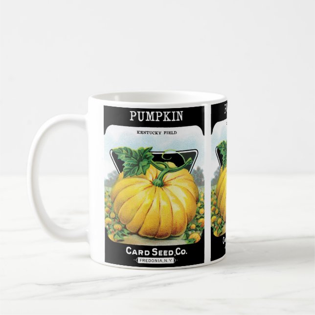 Vintage Seed Packet Label Art., Halloween Pumpkin Kaffemugg (Vänster)