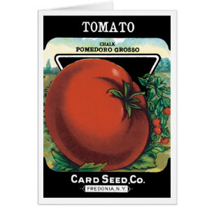 Vintage Seed Packet Label Art, Tomato Pomodoro Hälsningskort