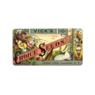 Vintage Seed Packet Label Art, Vicks Choice Seeds Adressetikett
