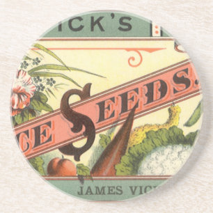 Vintage Seed Packet Label Art, Vicks Choice Seeds Underlägg Sandsten