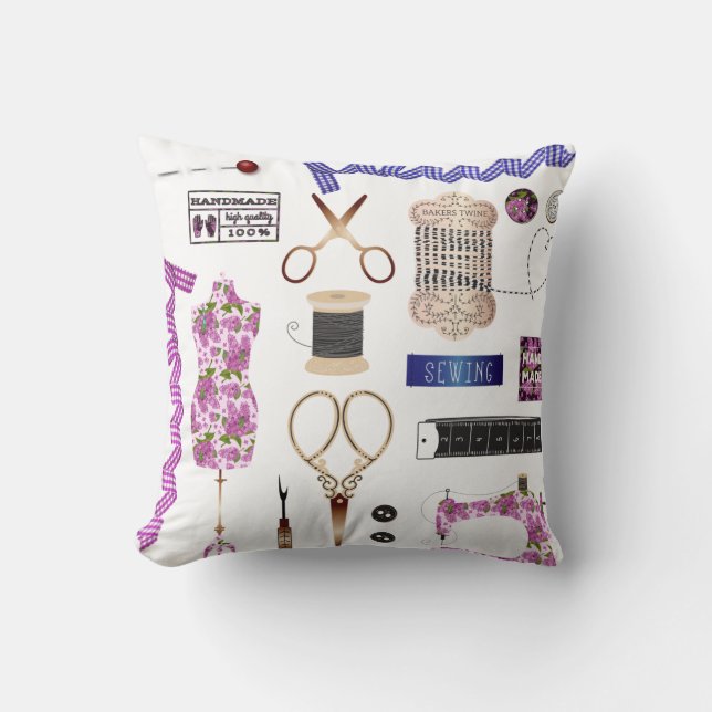 Vintage Seed & Seamstress Decor Kudde (Framsida)