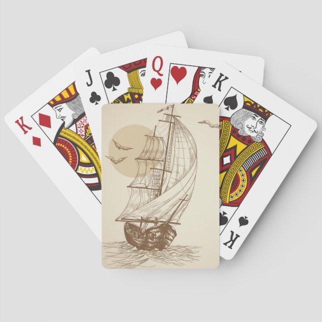 Vintage segelbåt casinokort (Baksidan)