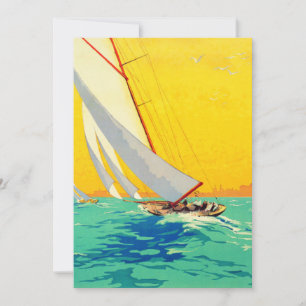 Vintage Segelbåt Fransk Travel Julkort