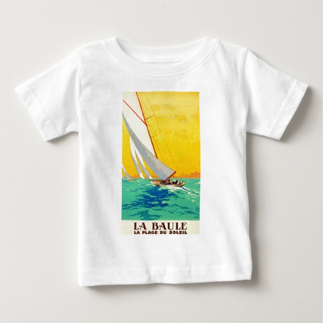 Vintage Segelbåt Fransk Travel T-shirt (Framsida)