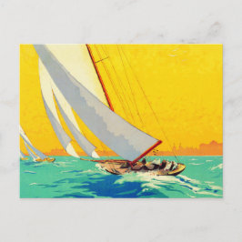 Vintage Segelbåt Fransk Travel Vykort
