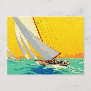 Vintage Segelbåt Fransk Travel Vykort