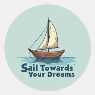 Vintage segelbåt Marin inspirationscitat Runt Klistermärke