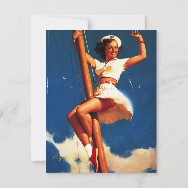 Vintage Segelbåt Sailing Pin UP Girl (Framsida)